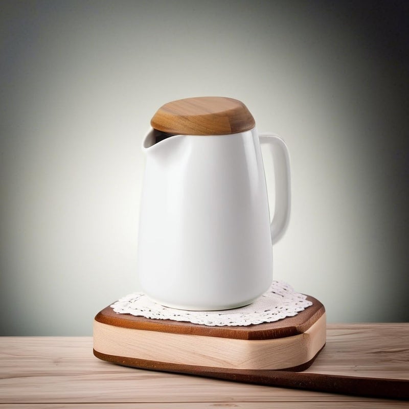BonJour Wayfarer Ceramic Coffee Pot - 34 Ounce, Matte White - Image 5